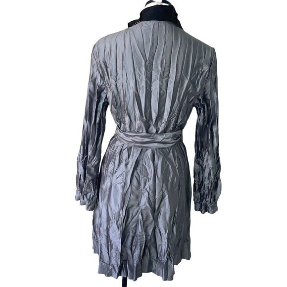 UBU Reversible Crinkle Raincoat Womens Size Medium M Button Front Belt Pockets - Picture 3 of 9